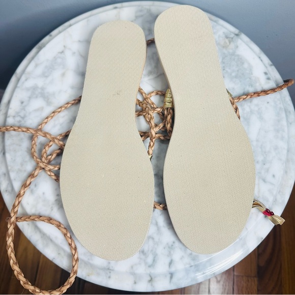 L*SPACE by Cocobelle Gili Long Wrap Gladiator Braid Sandal in Tan & Gold - Picture 6 of 10